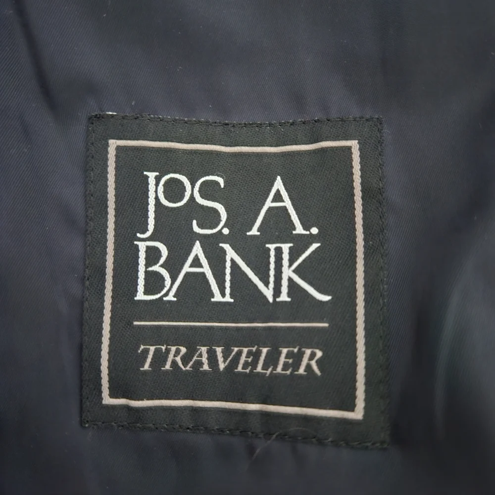 Jos A Bank Navy Windowpane 46L Tailored Sports Coat/Blazer